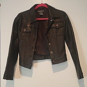 BISOU BISOU xs black leather western style EUC jacket